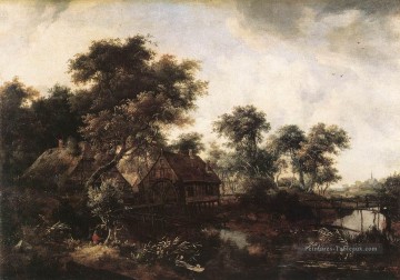Le Moulin à eau paysage Meindert Hobbema Peinture à l'huile